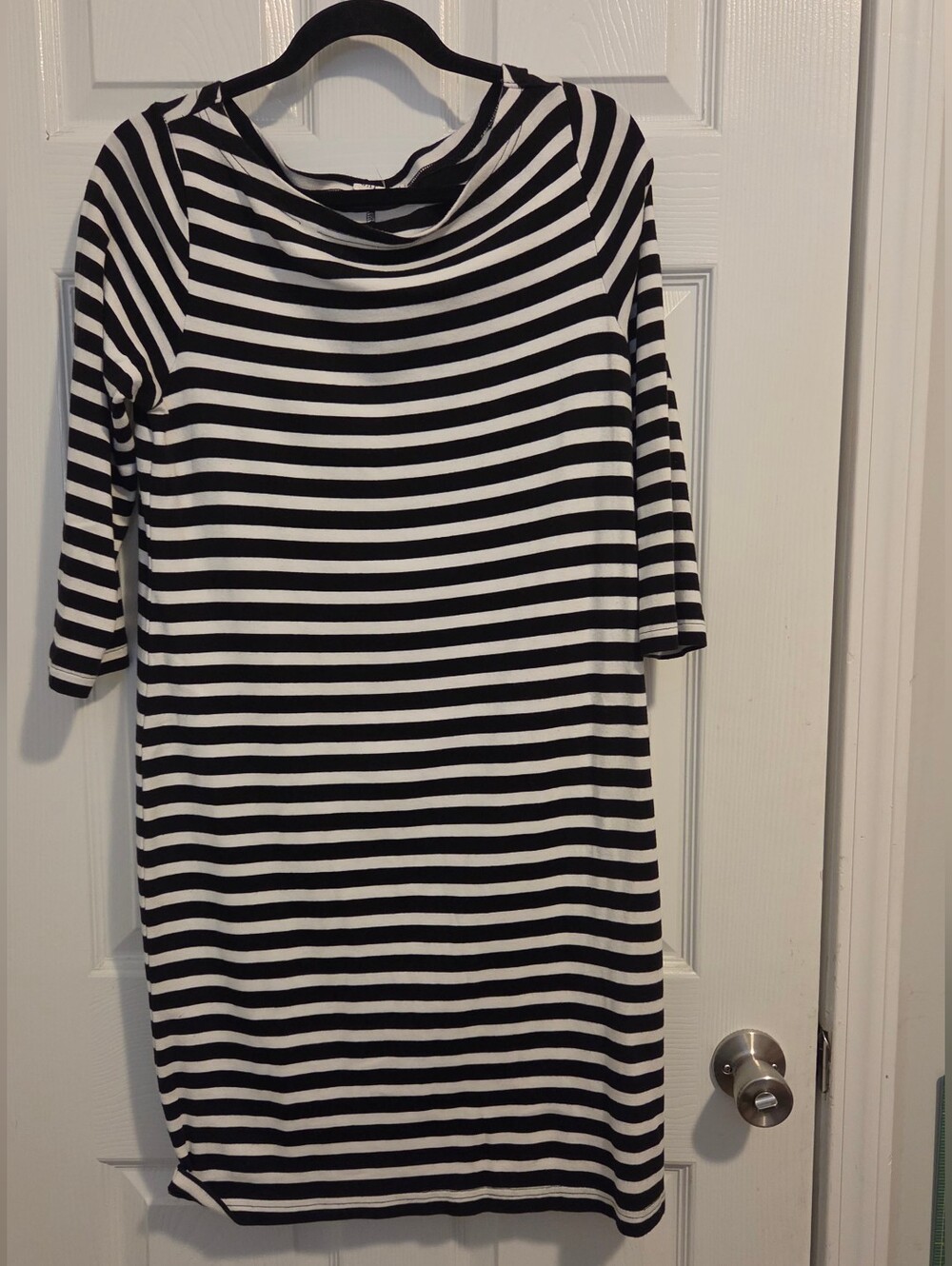 GAP Black and White Striped Midi Dress